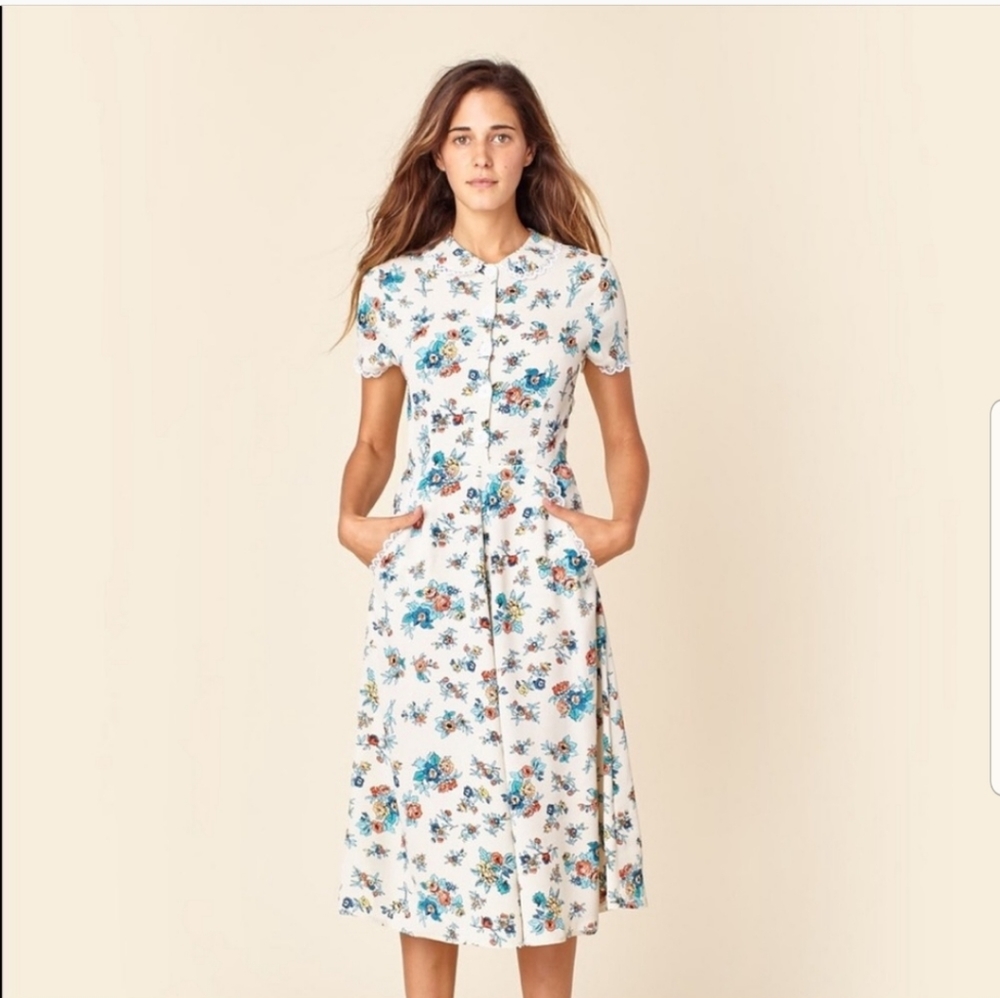 Christy Dawn Sebastian Dress in Cream Rose Floral